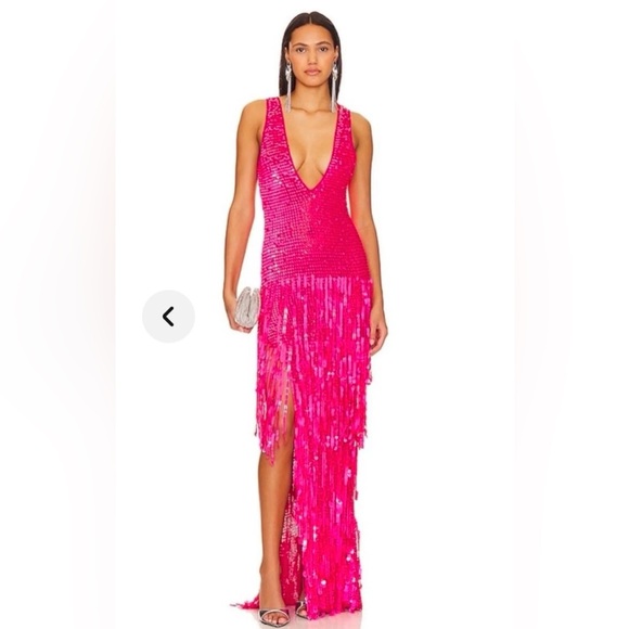Retrofete Dresses & Skirts - Retrofete Libra Pink Sequin Fringe Gown